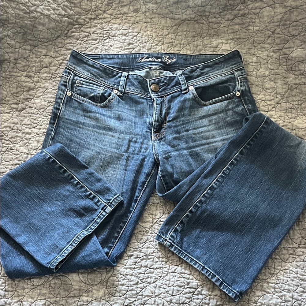 American Eagle Outfitters Women's Dark Blue Straight Leg Jeans